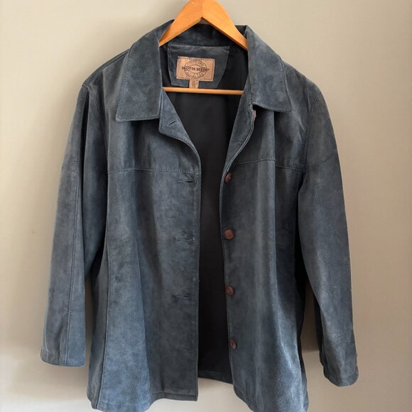 Vintage Hydrangea Blue Suede Jacket - Picture 10 of 10
